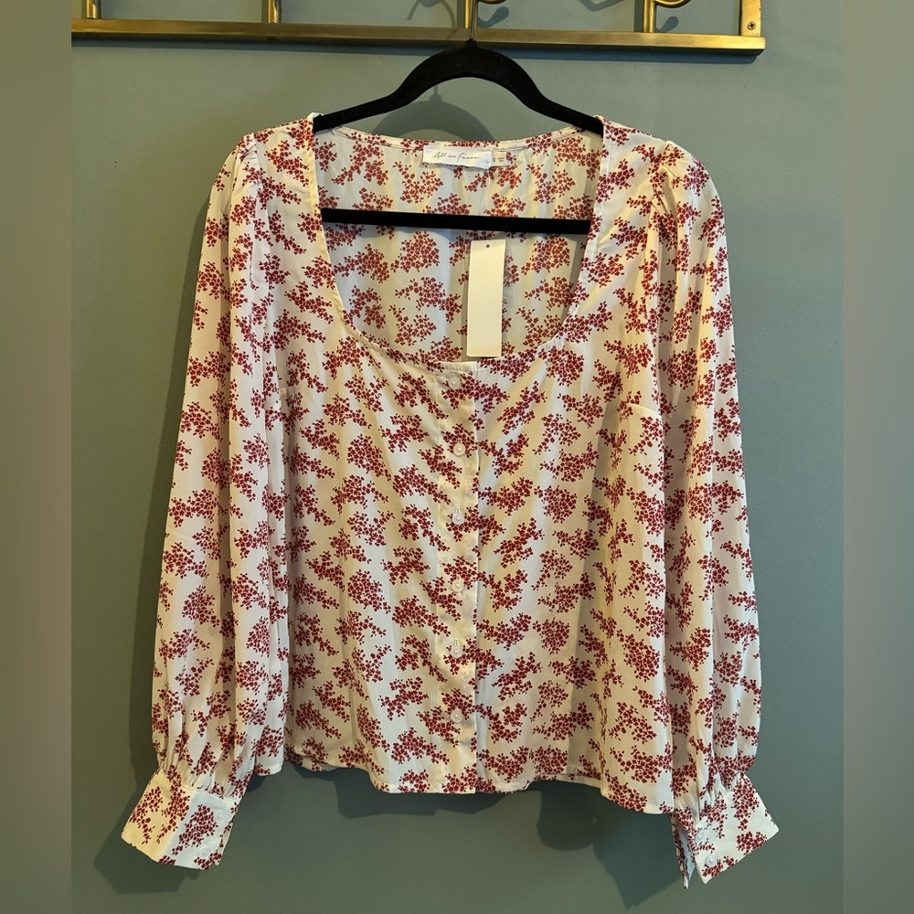 All In Favor Floral Button Front Top